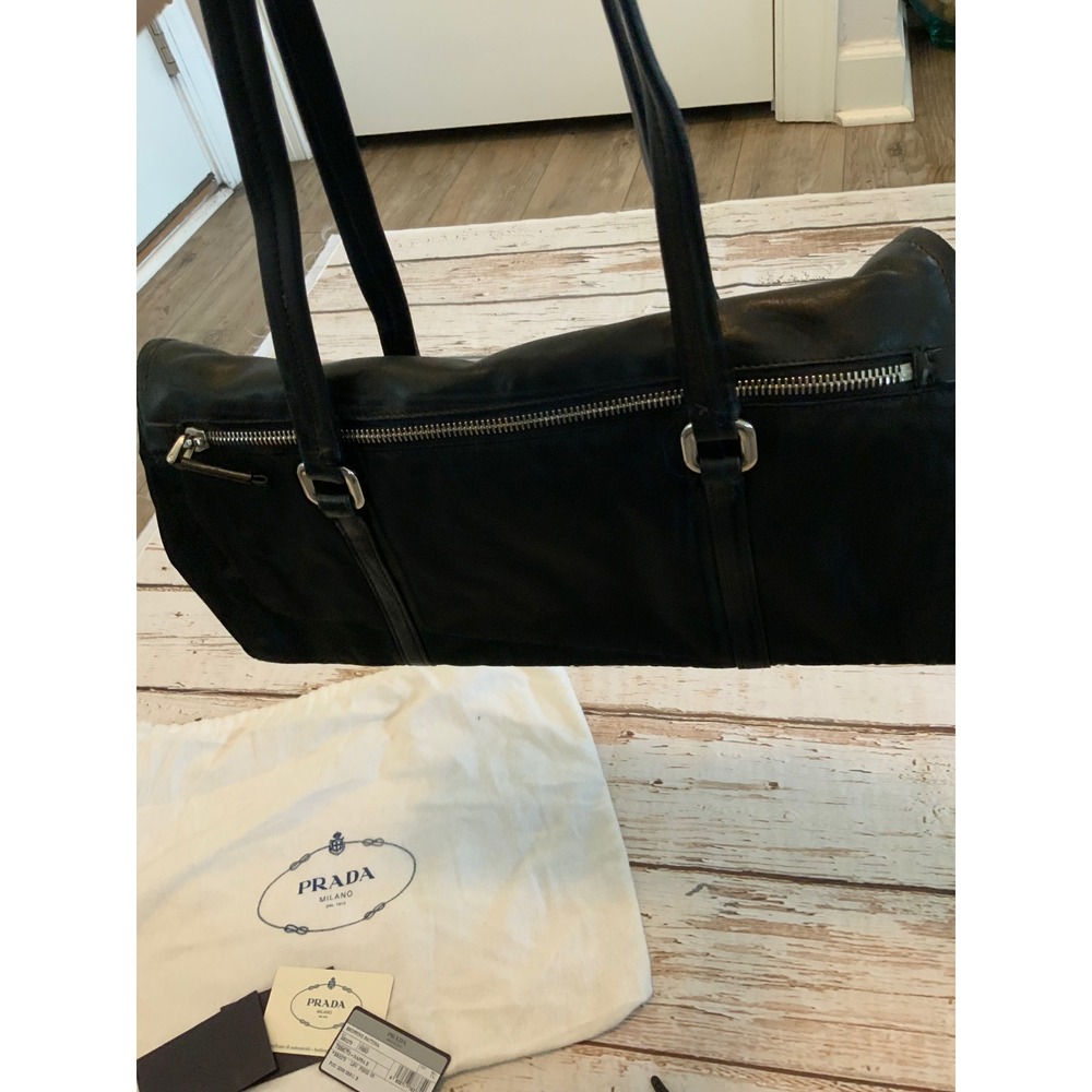 Prada Shopping Pattina Shoulder Bag Black Tessuto Nappa Leather BR3273 - Picture 4 of 6